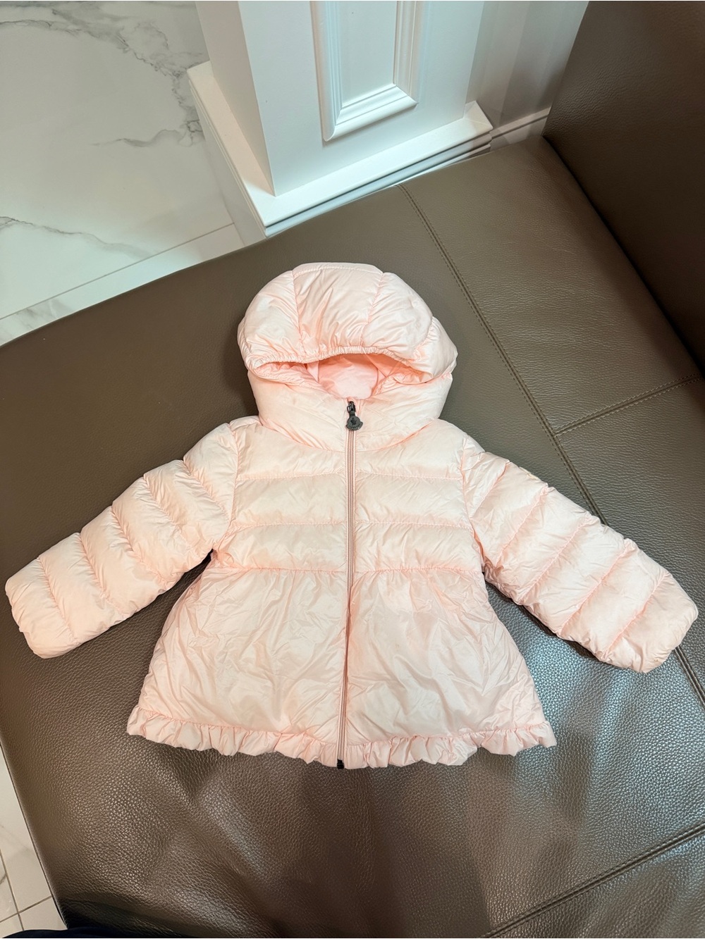 MONCLER baby infant girl hooded down jacket pink 12-18 80cm